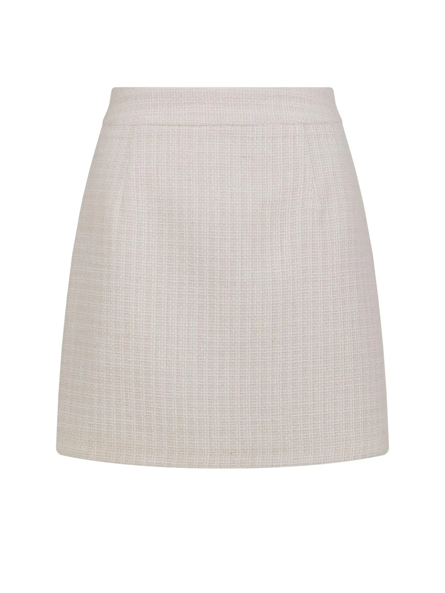 Юбка мини из твидовой ткани цвета тофу фото 8