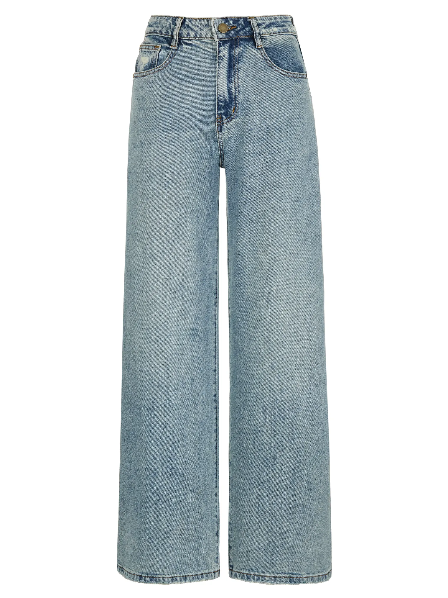 Джинсы свободного кроя в винтажном стиле голубого цвета фото 7