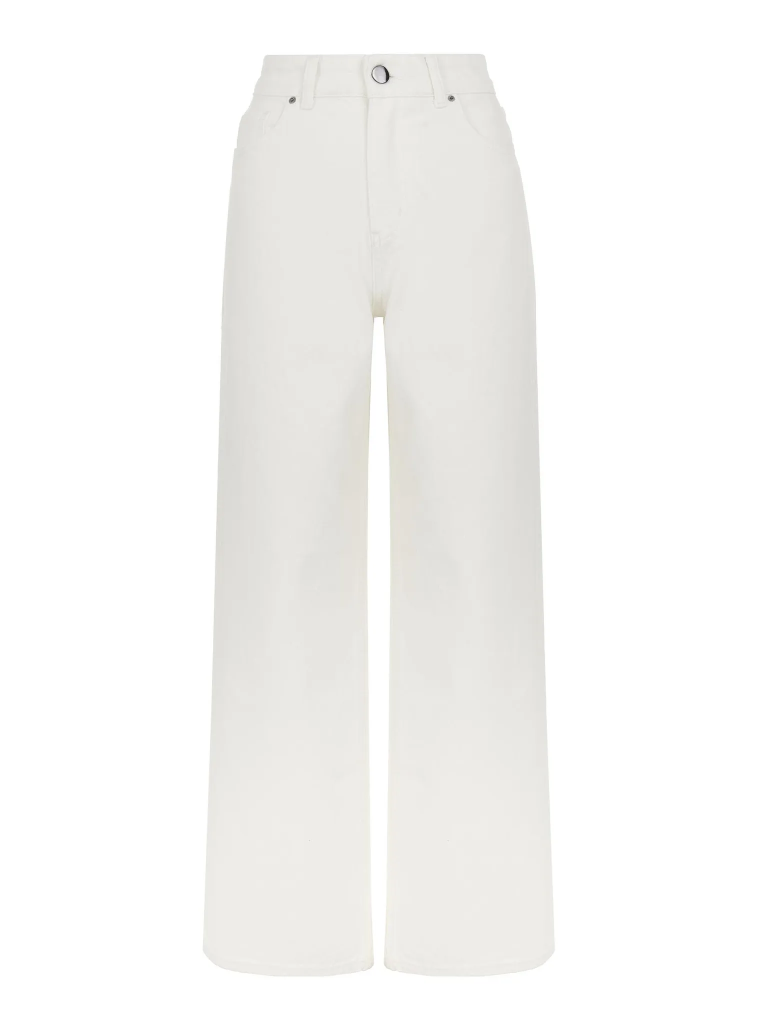 Джинсы широкого кроя с завышенной талией молочного цвета фото 8