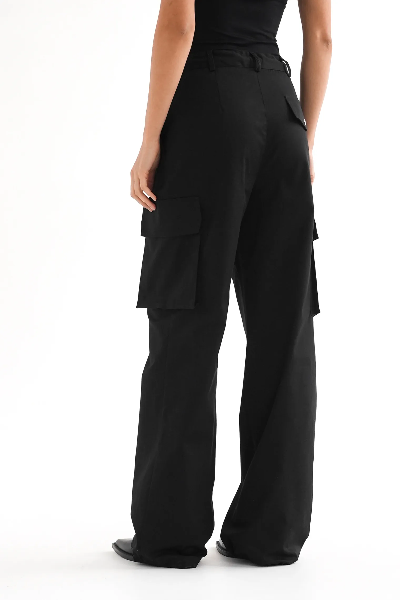 Брюки карго из плотного хлопка чёрного цвета фото 6