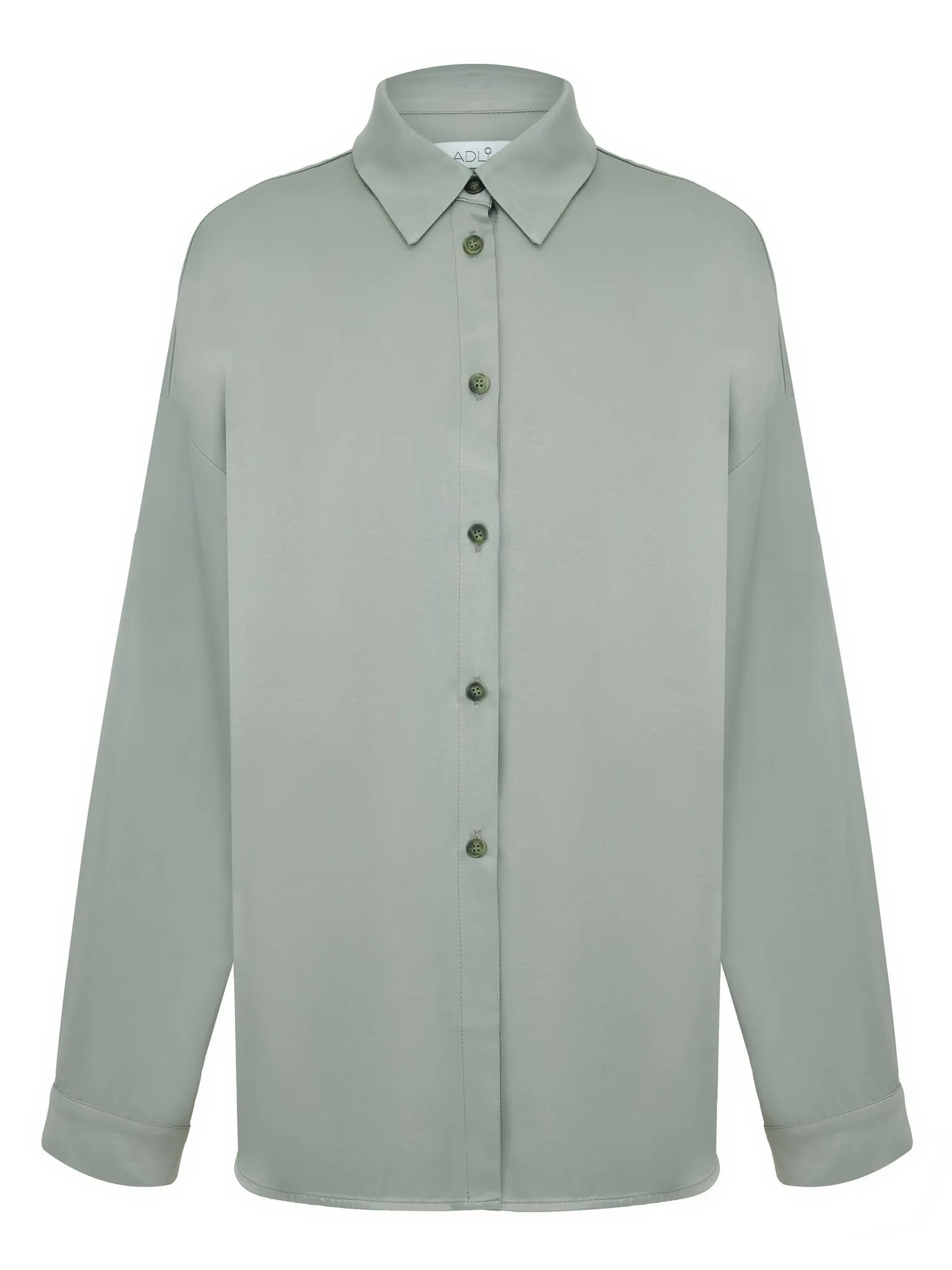 Рубашка свободного кроя с длинным рукавом цвета полынь фото 8
