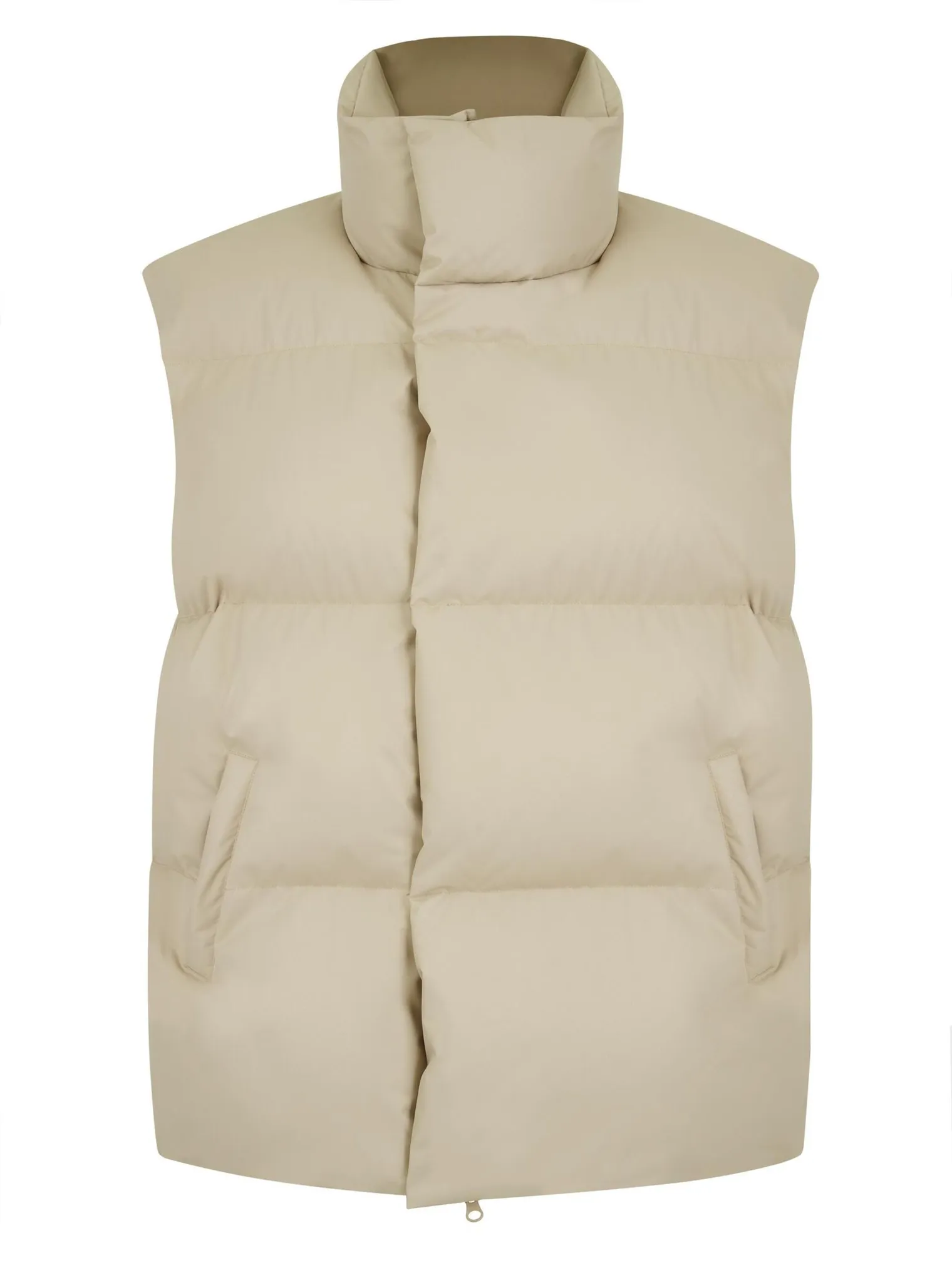 Жилет пуховой стёганный бежевого цвета фото 8