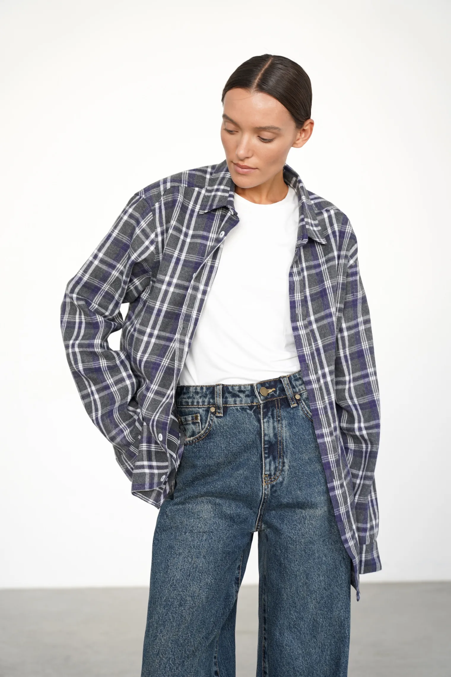 Джинсы свободного кроя в винтажном стиле синего цвета фото 7